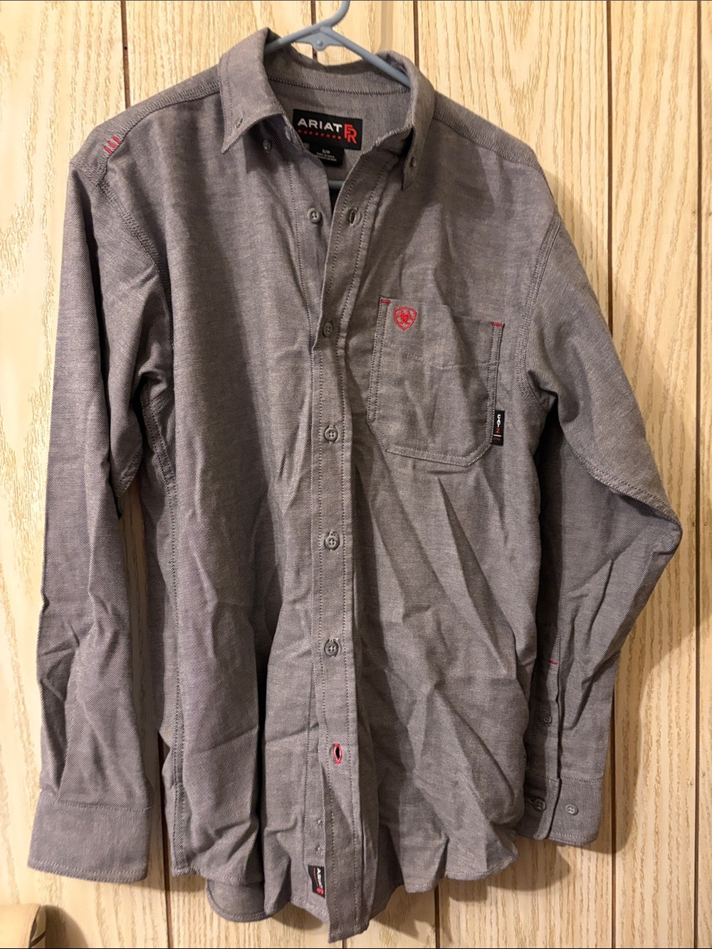 Ariat Gray Long Sleeve Button-Down Shirt with Red Accents